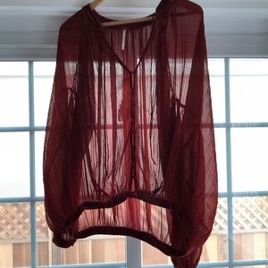 Free people sheer deep red top